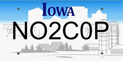 NO2C0P Iowa License Plate