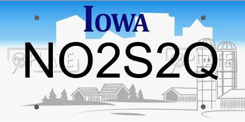 NO2S2Q Iowa License Plate