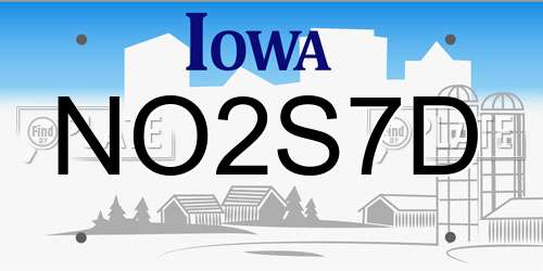 NO2S7D Iowa License Plate