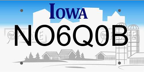 NO6Q0B Iowa License Plate