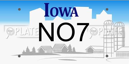NO7 Iowa License Plate