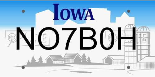 NO7B0H Iowa License Plate