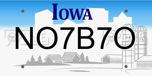 NO7B7O Iowa License Plate