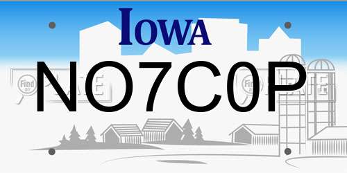 NO7C0P Iowa License Plate