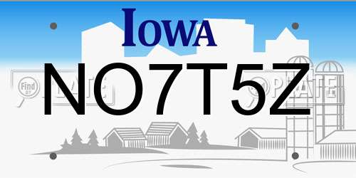 NO7T5Z Iowa License Plate