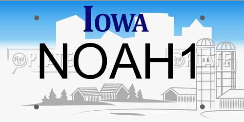 NOAH1 Iowa License Plate