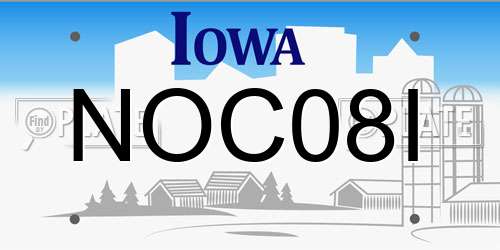 NOC08I Iowa License Plate