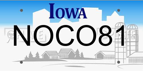 NOCO81 Iowa License Plate