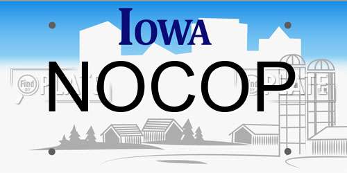 NOCOP Iowa License Plate
