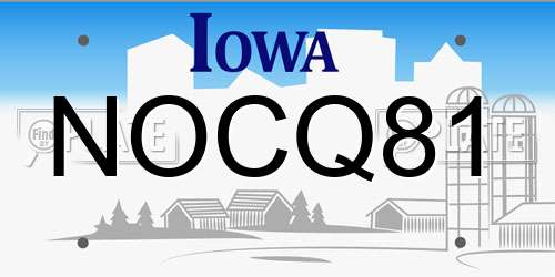 NOCQ81 Iowa License Plate