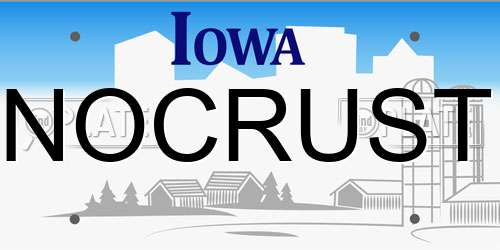 NOCRUST Iowa License Plate