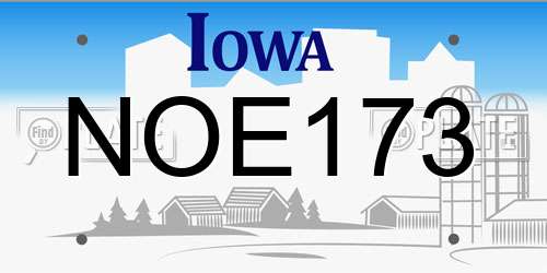 NOE173 Iowa License Plate