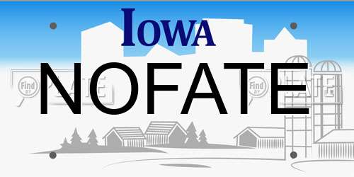 NOFATE Iowa License Plate
