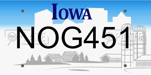 NOG451 Iowa License Plate