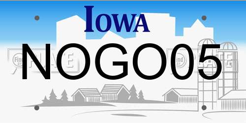 NOGO05 Iowa License Plate