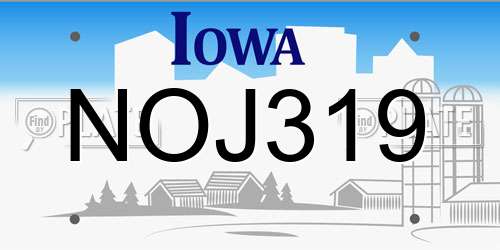 NOJ319 Iowa License Plate