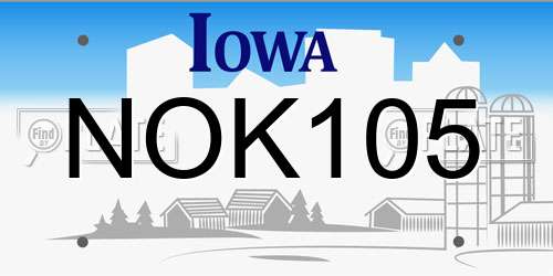 NOK105 Iowa License Plate