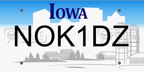 NOK1DZ Iowa License Plate