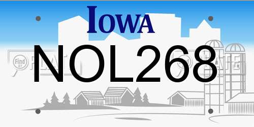 NOL268 Iowa License Plate