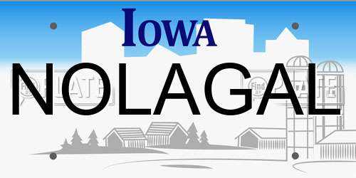 NOLAGAL Iowa License Plate