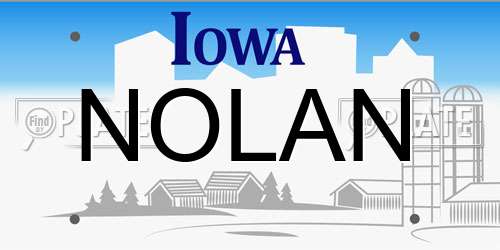 NOLAN Iowa License Plate