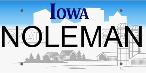 NOLEMAN Iowa License Plate