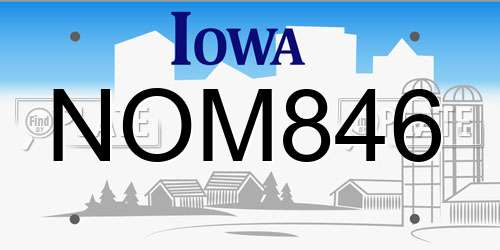 NOM846 Iowa License Plate