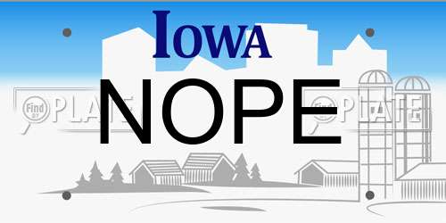 NOPE Iowa License Plate