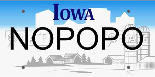 NOPOPO Iowa License Plate