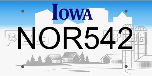 NOR542 Iowa License Plate