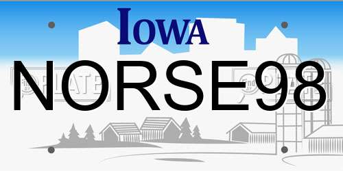 NORSE98 Iowa License Plate