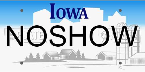 NOSHOW Iowa License Plate