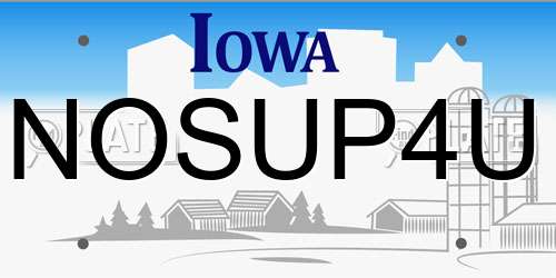 NOSUP4U Iowa License Plate