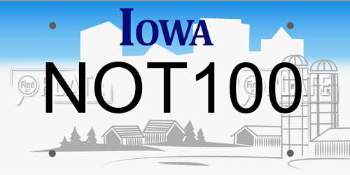 NOT100 Iowa License Plate