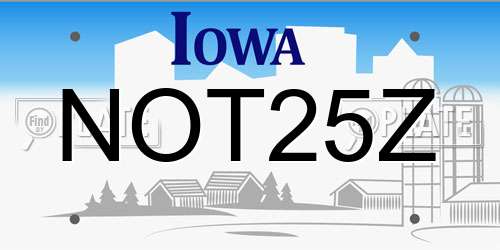 NOT25Z Iowa License Plate