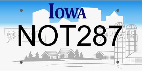 NOT287 Iowa License Plate