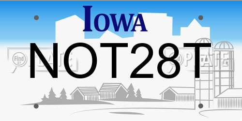 NOT28T Iowa License Plate