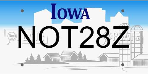 NOT28Z Iowa License Plate