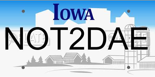 NOT2DAE Iowa License Plate