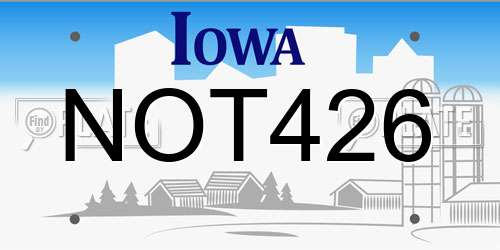 NOT426 Iowa License Plate