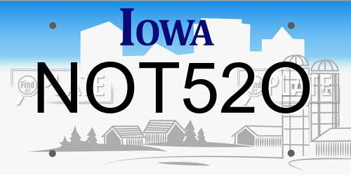 NOT52O Iowa License Plate