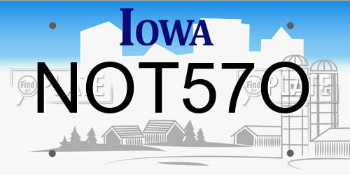 NOT57O Iowa License Plate