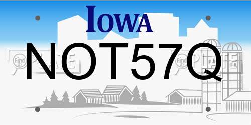 NOT57Q Iowa License Plate
