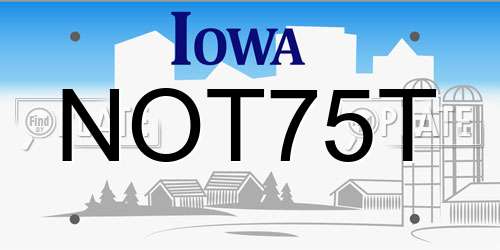 NOT75T Iowa License Plate