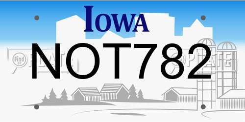 NOT782 Iowa License Plate