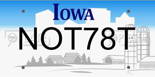NOT78T Iowa License Plate