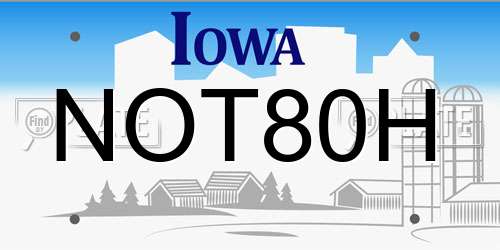 NOT80H Iowa License Plate