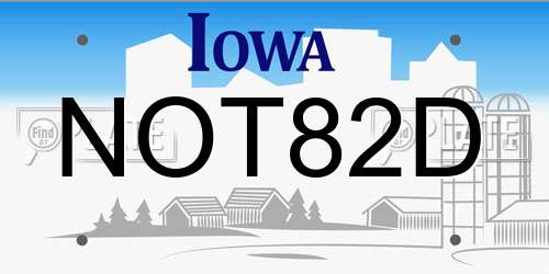 NOT82D Iowa License Plate