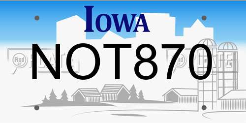 NOT870 Iowa License Plate