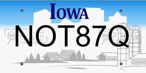 NOT87Q Iowa License Plate